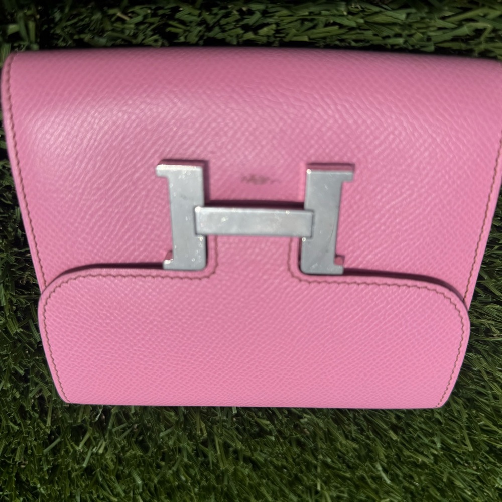 Hermès Constance Compact Wallet in Pink Epsom Leather with Palladium Hardware - Picture 12 of 16